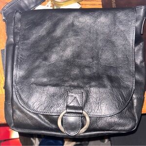 Wilson Leather Messenger/ Laptop Bag Vintage 15x15 In. Black